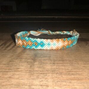 Handmade Woven Bracelet in Teal and Brown